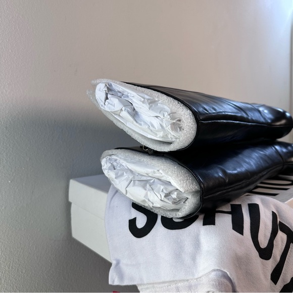 New Schutz Mikki Up Boot in Black leather knee high heel stiletto pointed toe - Picture 7 of 11